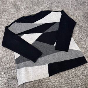 Charter Club Black and Gray Colorblock Sweater